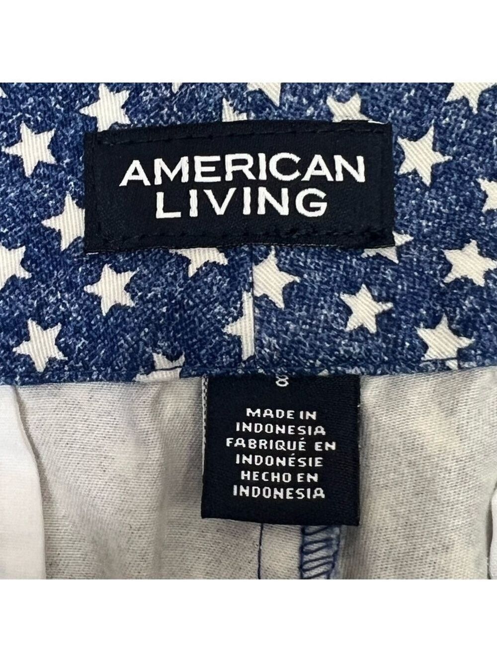 American Living Women Jean Shorts Stars Size 8 Stars Blue White - Picture 10 of 12
